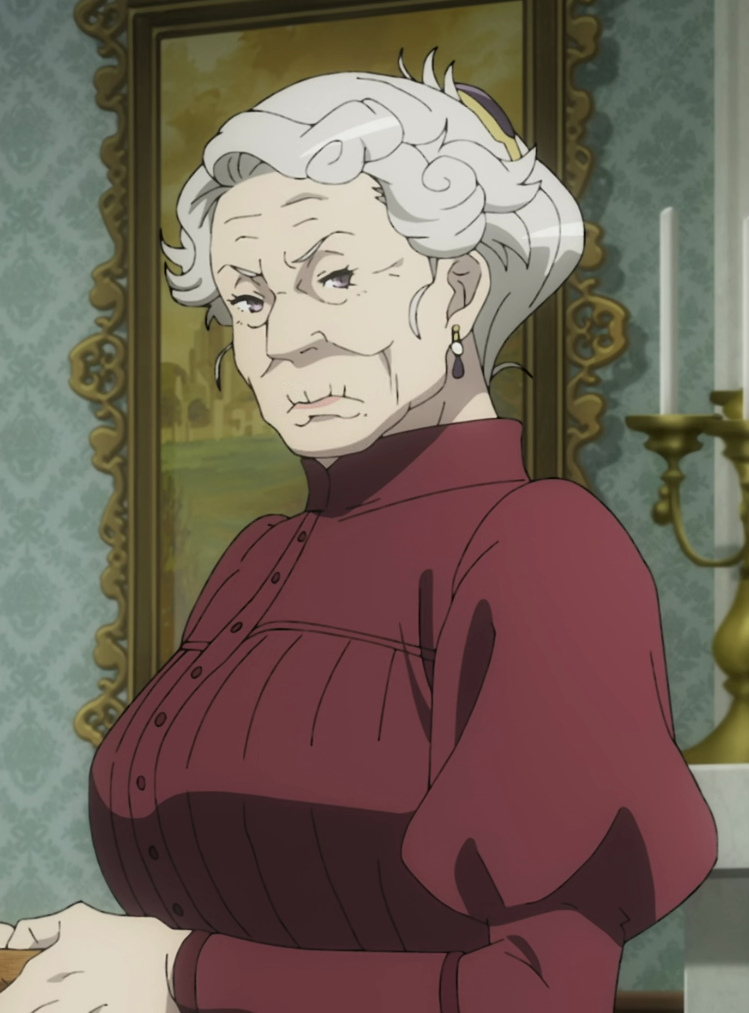 A photograph of Mrs. Peebles, an obscure character from the anime Princess Principal.